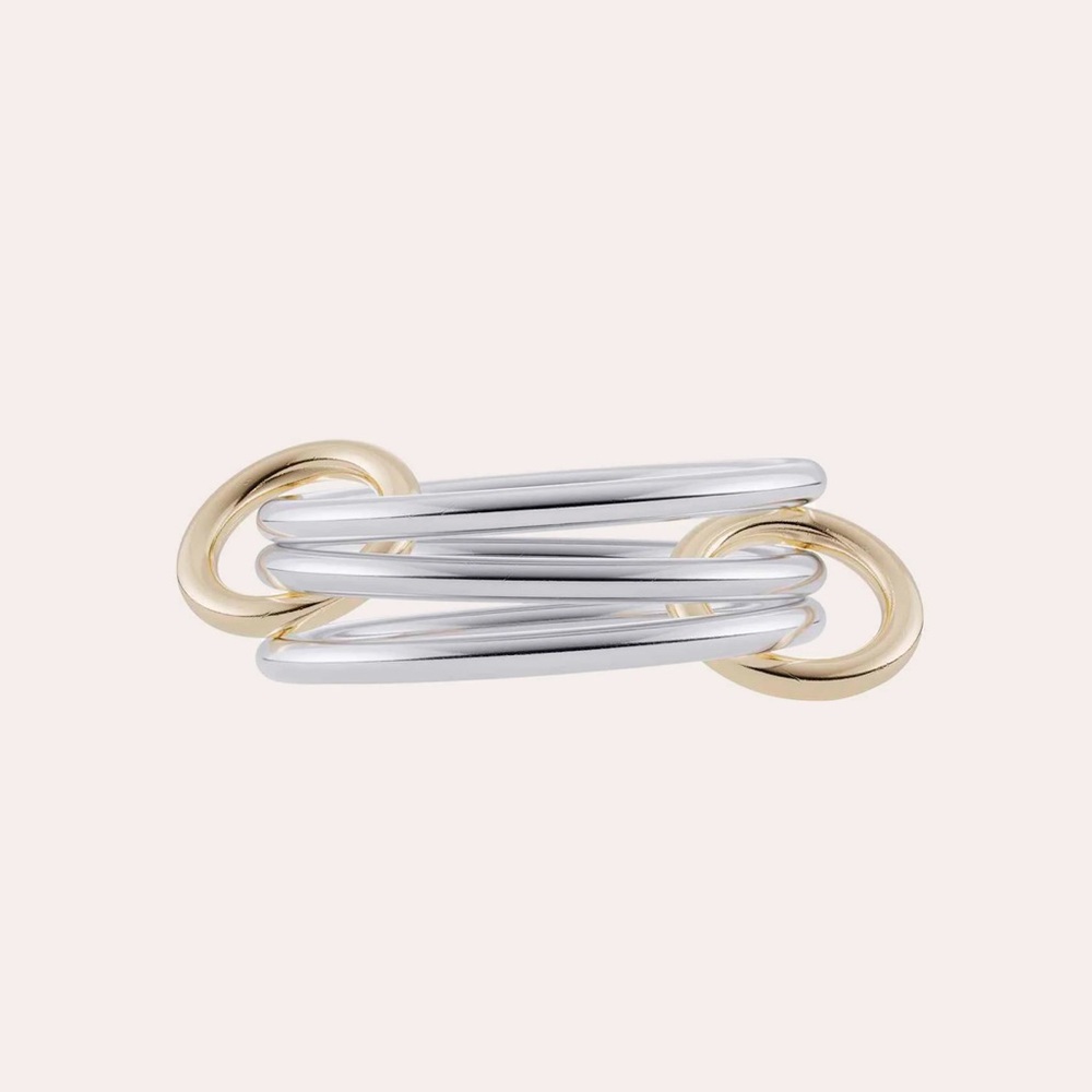 Two-Tone Interlocking Band Ring - Gold & Silver - Picture 2 of 6